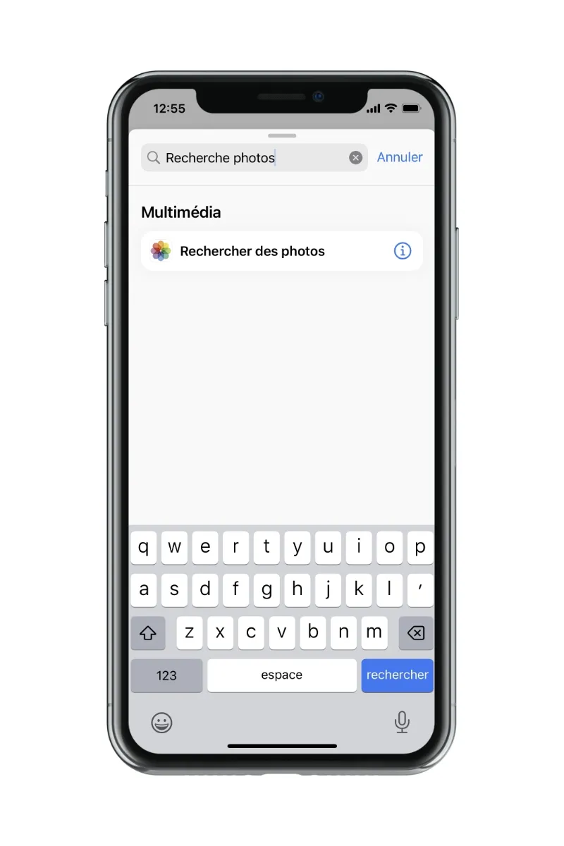 Raccourci pour rechercher des photos sur iPhone